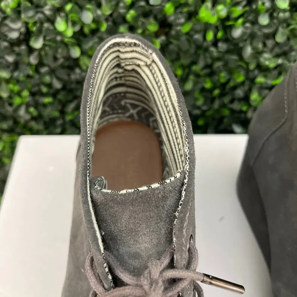 TOMS, Grey Suede Leather Wedge Booties, Women’s Size 11